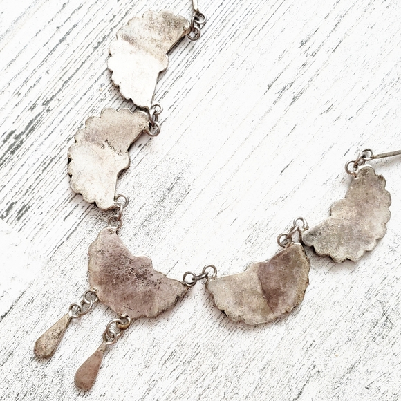 Mexico Sterling Black Onyx, MOP, Abalone Necklace. - Picture 4 of 16